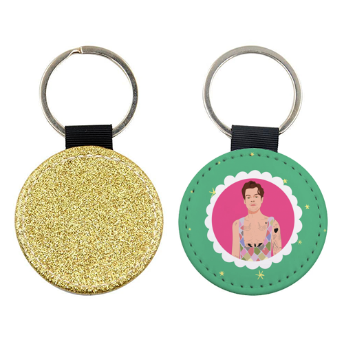 Harry Pretty in Pink And Green - keyring by Laura Lonsdale