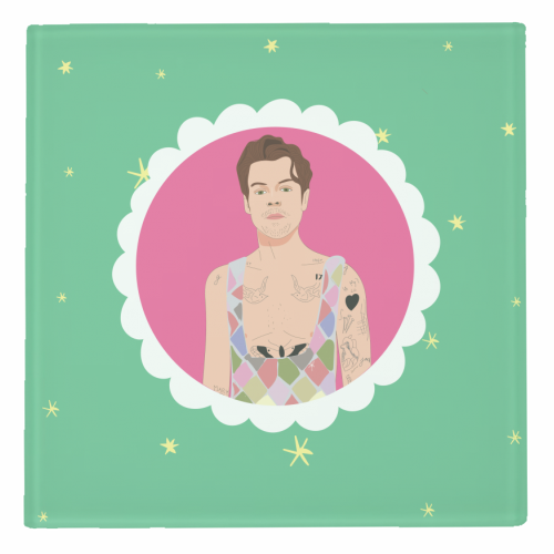 Harry Pretty in Pink And Green - personalised beer coaster by Laura Lonsdale