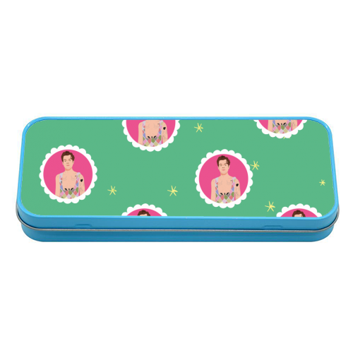 Harry Pretty in Pink And Green - tin pencil case by Laura Lonsdale