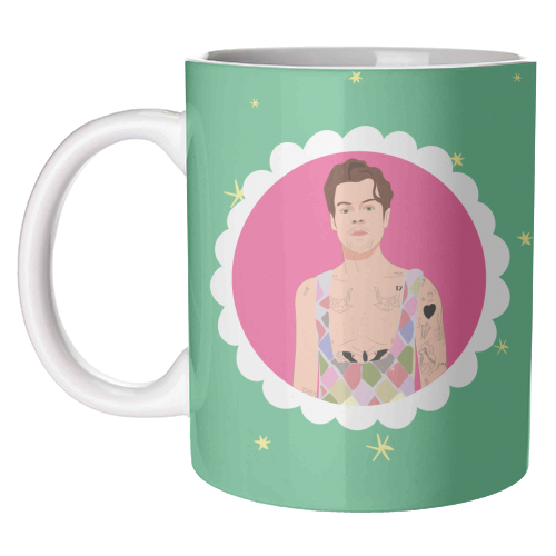 Harry Pretty in Pink And Green - unique mug by Laura Lonsdale