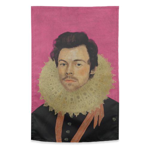 Harry Renaissance Painting Pink - funny tea towel by AbiGoLucky