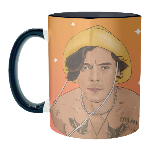 H in Yellow Hat - unique mug by The Queer Store