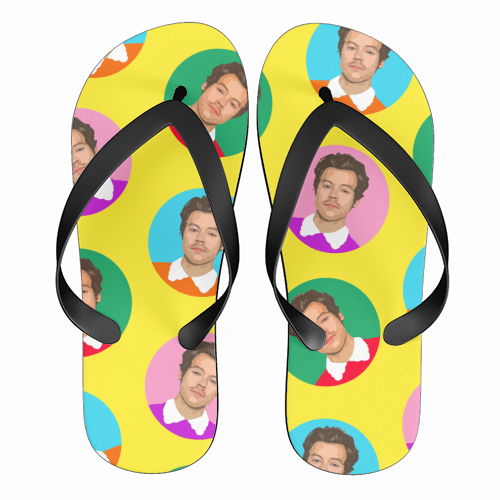 Hazza Balls Yellow - funny flip flops by DOLLY WOLFE