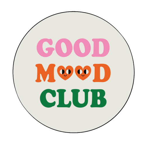 Heart Face GOOD MOOD CLUB - Circle Sticker by AbiGoLucky