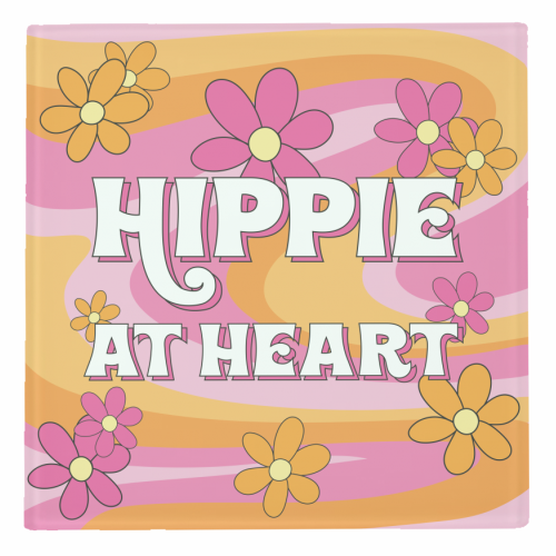 Hippie At Heart - personalised beer coaster by Laura Lonsdale