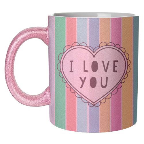 I Love You Frilly Heart - unique mug by Adam Regester