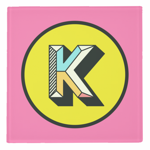 K - Bold Maximalist Colour Block Alphabet Letter Initial - personalised beer coaster by AbiGoLucky