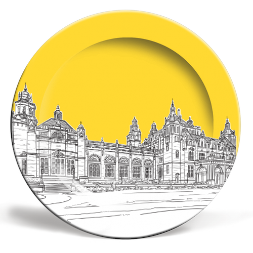 Kelvingrove Art Gallery & Museum, Glasgow (Scotland) - Yellow Colour Pop - ceramic dinner plate by Adam Regester