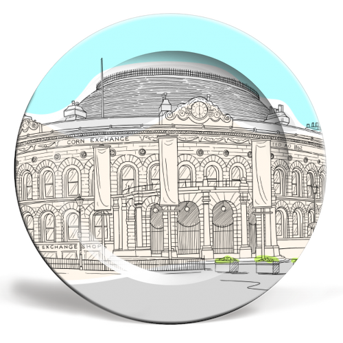 Leeds Corn Exchange (West Yorkshire) Illustration - ceramic dinner plate by Adam Regester