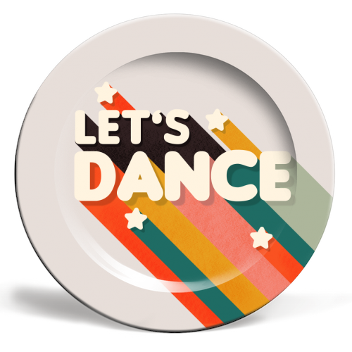 Let's Dance - retro typo - ceramic dinner plate by Ania Wieclaw