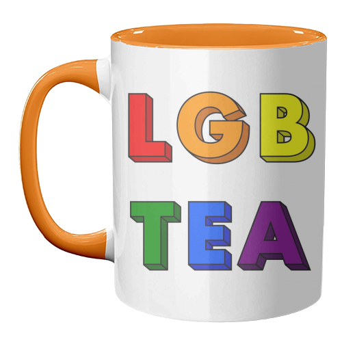 LGBTea rainbow typography - unique mug by The Girl Next Draw