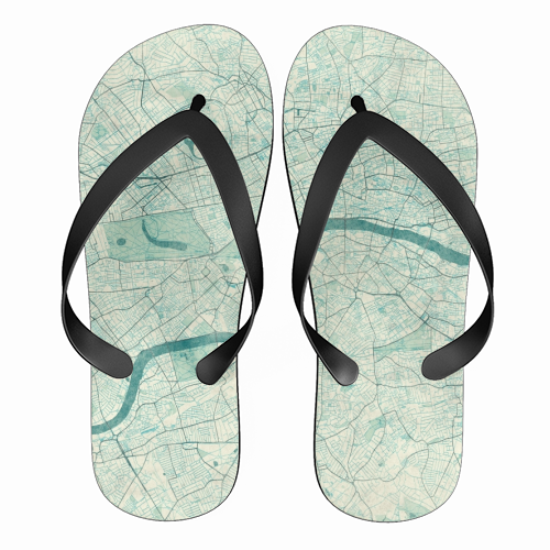 London Map Blue Vintage - funny flip flops by City Art Posters