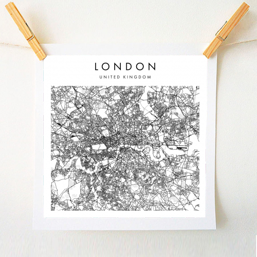 London United Kingdom, Street Map - A1 - A4 art print by Toni Scott