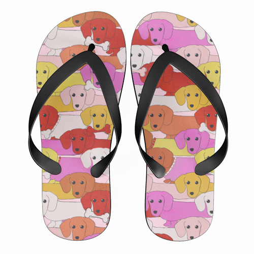 Long Dogs Pattern Pink Edition - funny flip flops by Ania Wieclaw