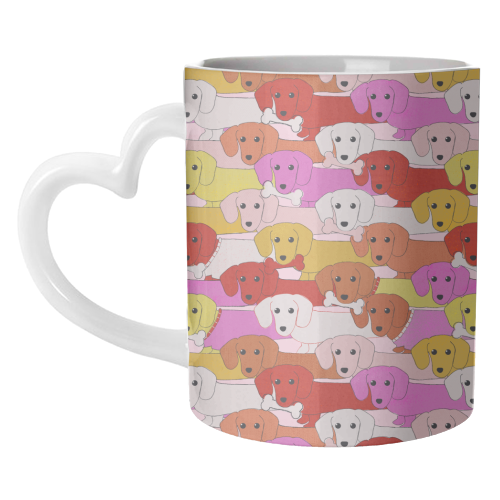 Long Dogs Pattern Pink Edition - unique mug by Ania Wieclaw