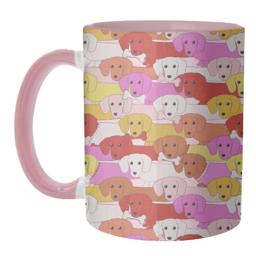 Long Dogs Pattern Pink Edition - unique mug by Ania Wieclaw