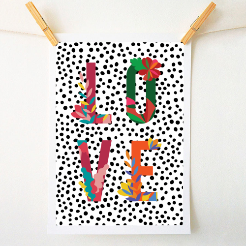 LOVE Floral Polka Dot - A1 - A4 art print by The 13 Prints