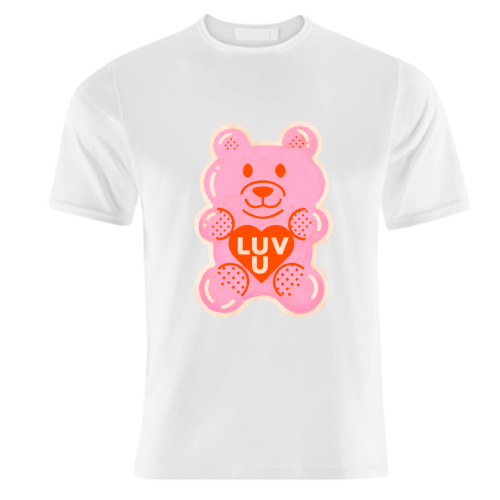 LUV U Pink Bear - unique t shirt by Ania Wieclaw