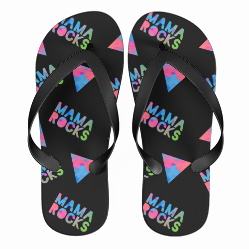 MAMA ROCKS - BLACK - funny flip flops by Cassie Swindlehurst