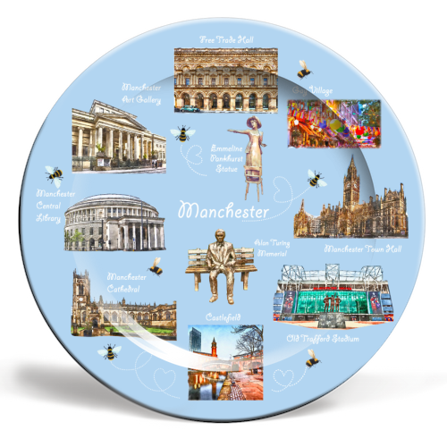 Manchester Landmarks - ceramic dinner plate by AP