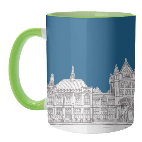 Manchester Museum Drawing (Dark Blue Background) - unique mug by Adam Regester