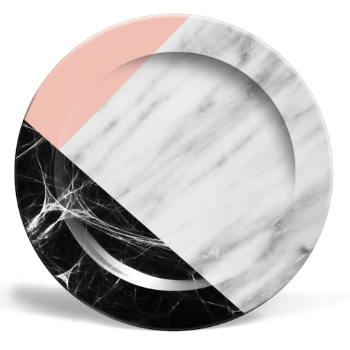 Marble Collage - ceramic dinner plate by EMANUELA CARRATONI