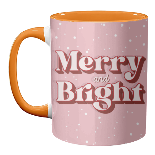 Merry and bright snow Christmas print - unique mug by The Girl Next Draw