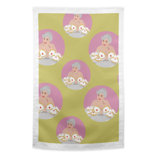 Miriam Margoyles Baps Out - funny tea towel by Laura Lonsdale