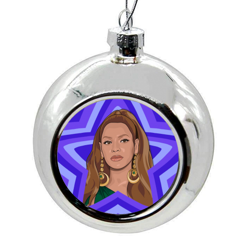 Musical stars Beyonce - colourful christmas bauble by The Girl Next Draw