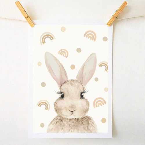 neutral baby bunny rabbit - A1 - A4 art print by Beth Reed