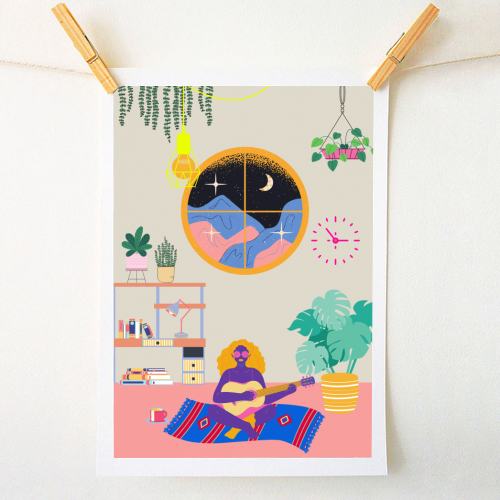 Paradise House: Chillout Room - A1 - A4 art print by Nina Robinson