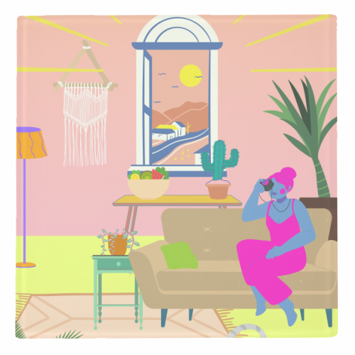 Paradise House: Living Room - personalised beer coaster by Nina Robinson