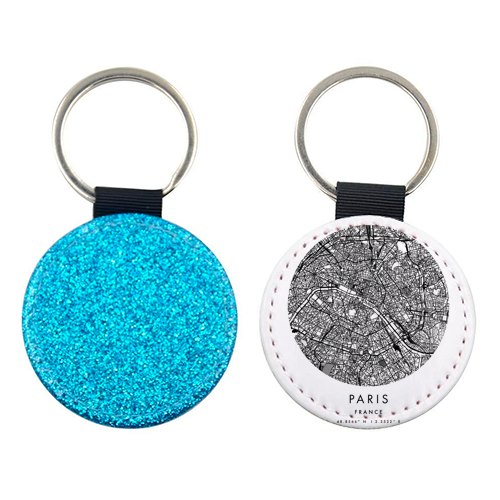 Paris France Minimal Modern Circle Street Map - keyring by Toni Scott