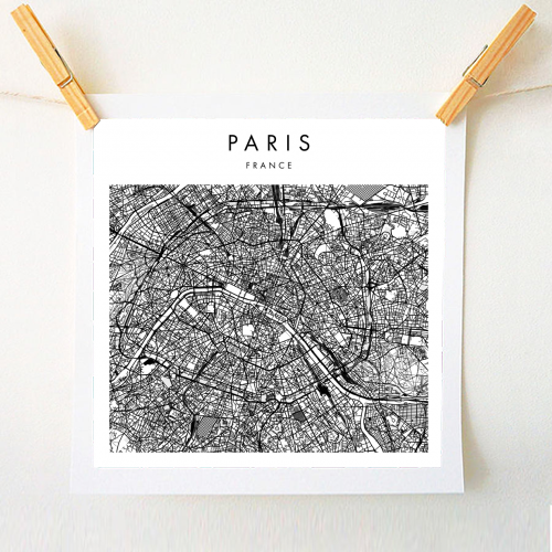 Paris France Minimal Modern Street Map - A1 - A4 art print by Toni Scott