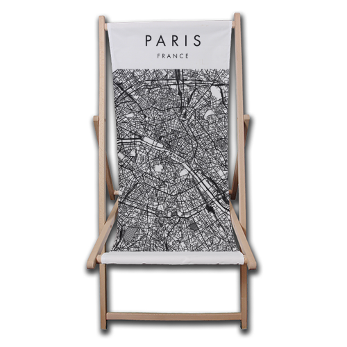 Paris France Minimal Modern Street Map - canvas deck chair by Toni Scott