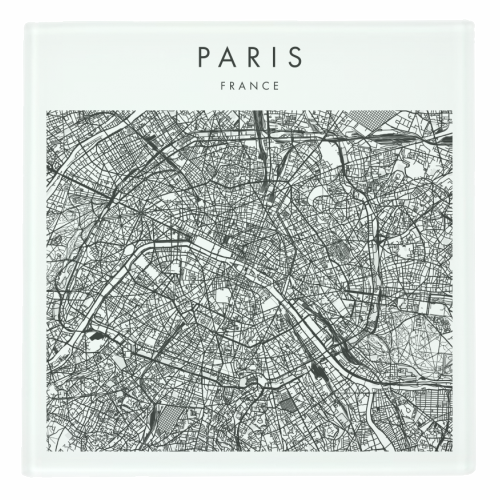 Paris France Minimal Modern Street Map - personalised beer coaster by Toni Scott