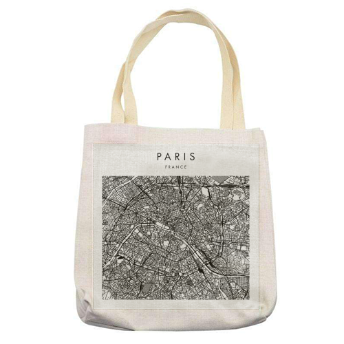 Paris France Minimal Modern Street Map - printed canvas tote bag by Toni Scott