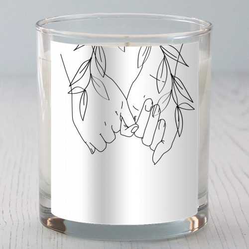 Pinky Promise Line Art with Leaves - scented candle by Toni Scott