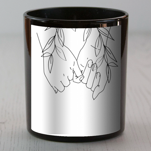 Pinky Promise Line Art with Leaves - scented candle by Toni Scott