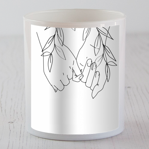 Pinky Promise Line Art with Leaves - scented candle by Toni Scott