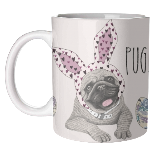 Pugs Bunny  - unique mug by Charlotte Jade O'Reilly