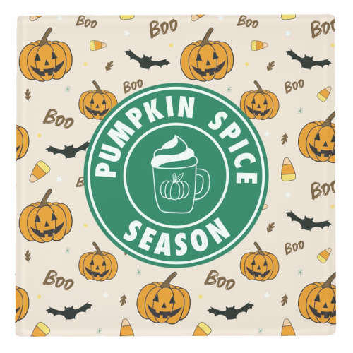 Pumpkin spice season Halloween - personalised beer coaster by The Girl Next Draw