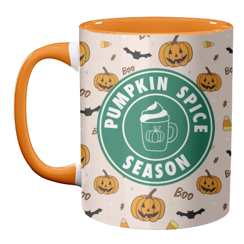 Pumpkin spice season Halloween - unique mug by The Girl Next Draw