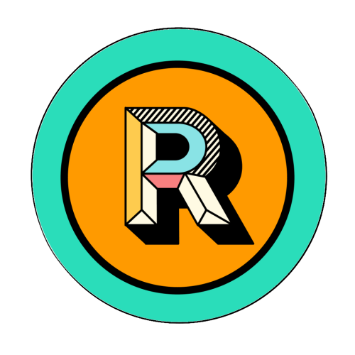 R - Initial Typography Block Colour Design - Circle Sticker by AbiGoLucky