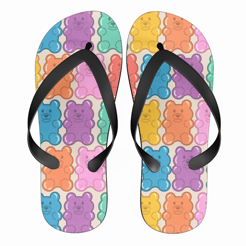 Rainbow Jelly Bears Pattern - funny flip flops by Ania Wieclaw