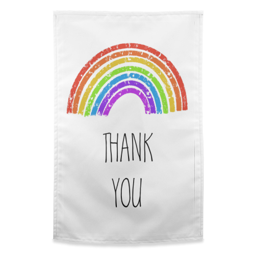 Rainbow Thank you Greeting - funny tea towel by Adam Regester