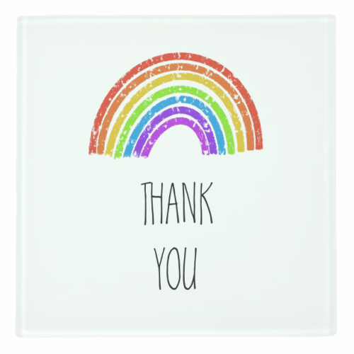 Rainbow Thank you Greeting - personalised beer coaster by Adam Regester