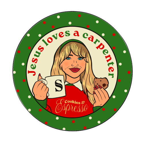 Sabrina Carpenter - Jesus Loves a Carpenter - Christmas - Circle Sticker by Niomi Fogden