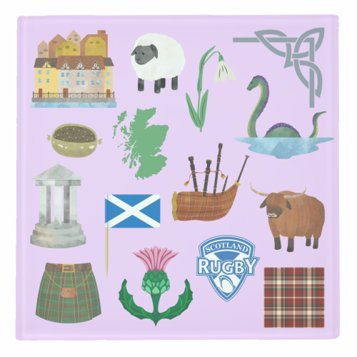 Scottish icons - personalised beer coaster by Lilly Rose