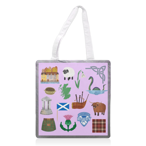 Scottish icons - printed canvas tote bag by Lilly Rose